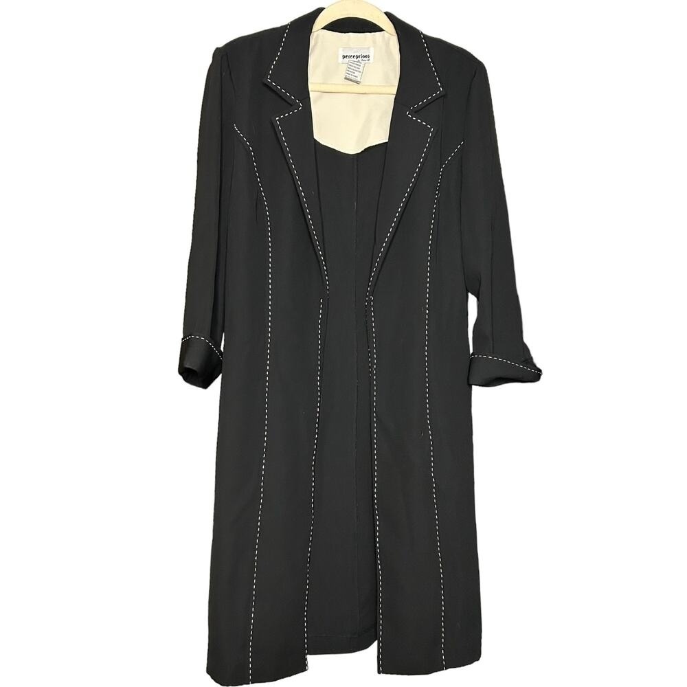 Vintage Black Collared Lightweight Jacket with Contrast Stitching Size 8